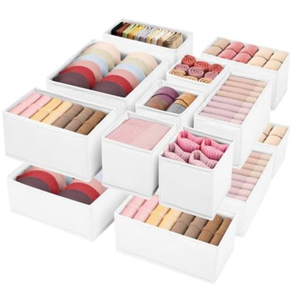 Drawer Organizer 16 Pack Fabric Clothing Storage Dividers Underwear Bras Socks